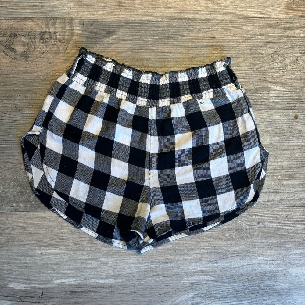 black and white plaid pj shorts